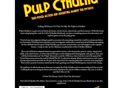 Gamers Guild AZ Chaosium Call of Cthulhu: Pulp Cthulhu Core Rulebook (Pre-Order) Asmodee