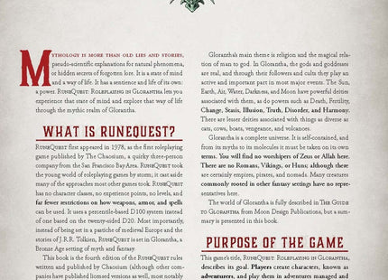 Gamers Guild AZ Chaosium RuneQuest RPG: Roleplaying in Glorantha Core Rulebook AGD