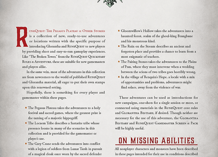 Gamers Guild AZ Chaosium RuneQuest RPG: The Pegasus Plateau & Other Stories AGD