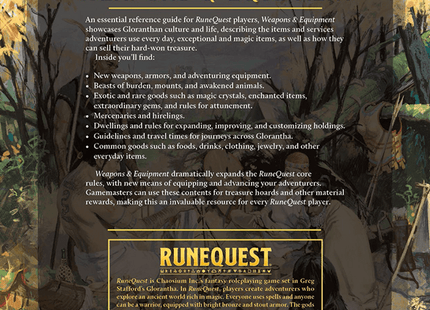 Gamers Guild AZ Chaosium RuneQuest RPG: Weapons & Equipment AGD