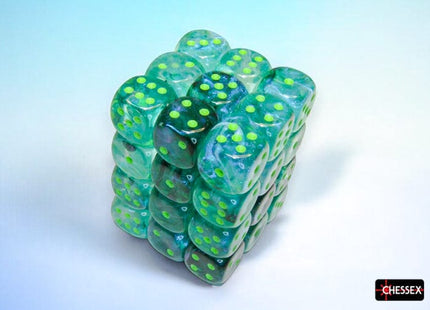Gamers Guild AZ Chessex Chessex Dice: Borealis Kelp/light green Luminary 12mm d6 Dice Block (36 dice) Chessex