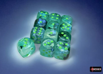 Gamers Guild AZ Chessex Chessex Dice: Borealis Kelp/light green Luminary 16mm d6 Dice Block (12 dice) Chessex