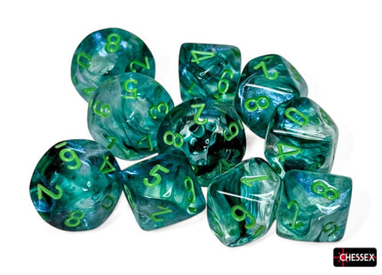 Gamers Guild AZ Chessex Chessex Dice: Borealis Kelp/light green Luminary Set of Ten d10s Chessex