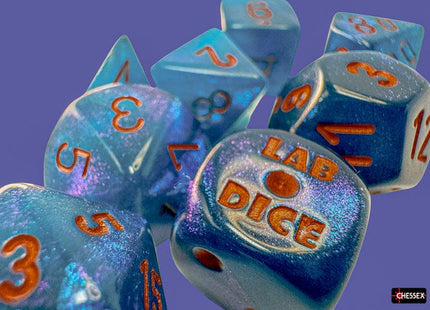 Gamers Guild AZ Chessex Chessex Dice: Borealis Midnight/Copper Polyhedral 7-Dice Set (with bonus die) GTS