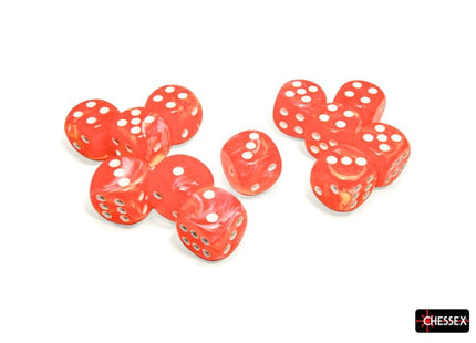 Gamers Guild AZ Chessex Chessex Dice: Festive Dahlia/white 16mm d6 Dice Block (12 dice) Chessex