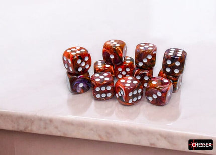 Gamers Guild AZ Chessex Chessex Dice: Festive Symphony/white 16mm d6 Dice Block (12 dice) Chessex