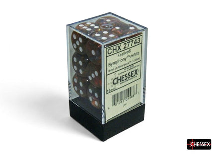 Gamers Guild AZ Chessex Chessex Dice: Festive Symphony/white 16mm d6 Dice Block (12 dice) Chessex