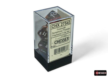 Gamers Guild AZ Chessex Chessex Dice: Festive Symphony/white Polyhedral 7-Dice Set Chessex