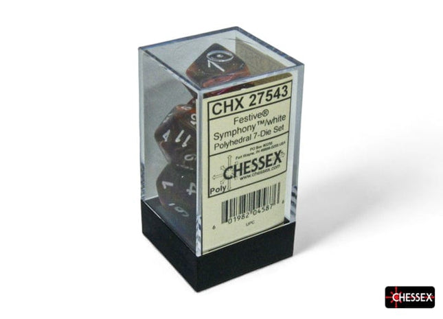Gamers Guild AZ Chessex Chessex Dice: Festive Symphony/white Polyhedral 7-Dice Set Chessex