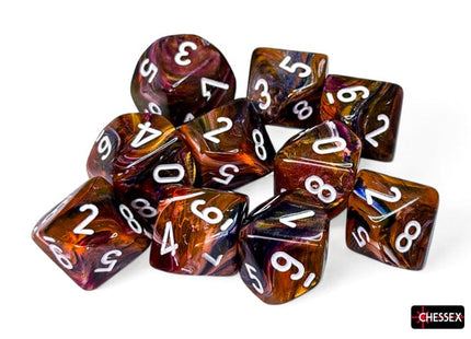 Gamers Guild AZ Chessex Chessex Dice: Festive Symphony/white Set of Ten d10s Chessex