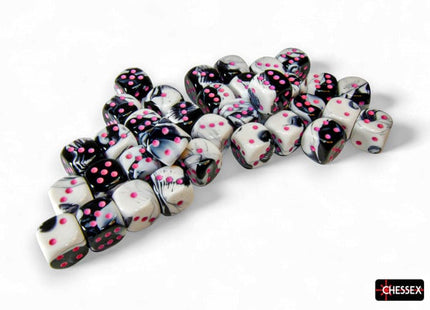 Gamers Guild AZ Chessex Chessex Dice: Gemini Black-White/pink 12mm d6 Dice Block (36 dice) Chessex