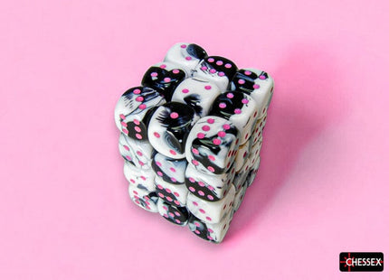 Gamers Guild AZ Chessex Chessex Dice: Gemini Black-White/pink 12mm d6 Dice Block (36 dice) Chessex