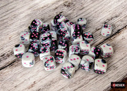 Gamers Guild AZ Chessex Chessex Dice: Gemini Black-White/pink 12mm d6 Dice Block (36 dice) Chessex