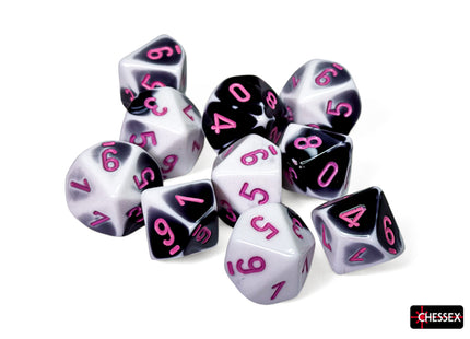 Gamers Guild AZ Chessex Chessex Dice: Gemini Black-White/pink Set of Ten d10s - 26269 Chessex