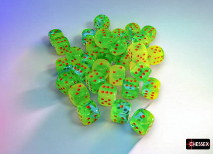 Gamers Guild AZ Chessex Chessex Dice: Gemini Plasma Green-Teal/orange Luminary 12mm d6 Dice Block (36 dice) Chessex