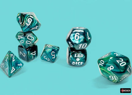 Gamers Guild AZ Chessex Chessex Dice: Lustrous Neptune/grey Polyhedral 7-Fie Set GTS