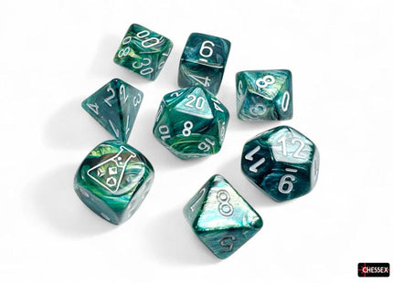 Gamers Guild AZ Chessex Chessex Dice: Lustrous Neptune/grey Polyhedral 7-Fie Set GTS