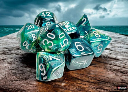 Gamers Guild AZ Chessex Chessex Dice: Lustrous Neptune/grey Polyhedral 7-Fie Set GTS