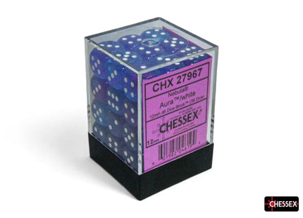 Gamers Guild AZ Chessex Chessex Dice: Nebula Aura/white Luminary 12mm d6 Dice Block (36 dice) Chessex