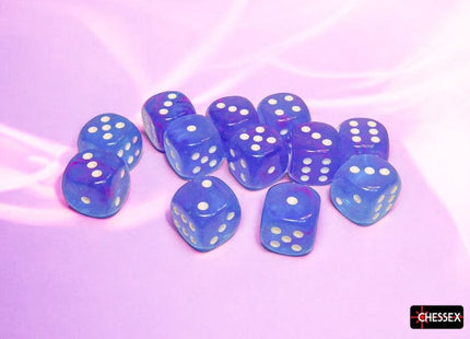 Gamers Guild AZ Chessex Chessex Dice: Nebula Aura/white Luminary 16mm d6 Dice Block (12 dice) Chessex