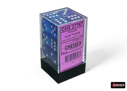 Gamers Guild AZ Chessex Chessex Dice: Nebula Aura/white Luminary 16mm d6 Dice Block (12 dice) Chessex