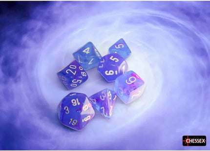 Gamers Guild AZ Chessex Chessex Dice: Nebula Aura/white Luminary Polyhedral 7-Dice Set Chessex