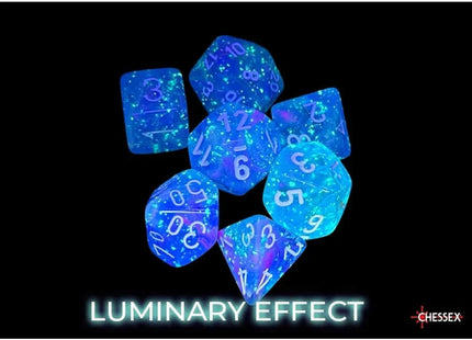 Gamers Guild AZ Chessex Chessex Dice: Nebula Aura/white Luminary Polyhedral 7-Dice Set Chessex