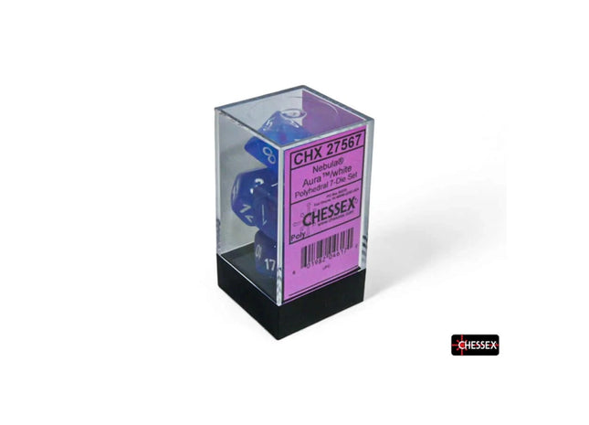 Gamers Guild AZ Chessex Chessex Dice: Nebula Aura/white Luminary Polyhedral 7-Dice Set Chessex