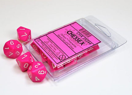 Gamers Guild AZ Chessex Chessex Dice: Opaque Pink/white Set of Ten d10s Chessex