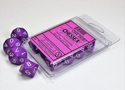 Gamers Guild AZ Chessex Chessex Dice: Opaque Purple/white Set of Ten d10s Chessex