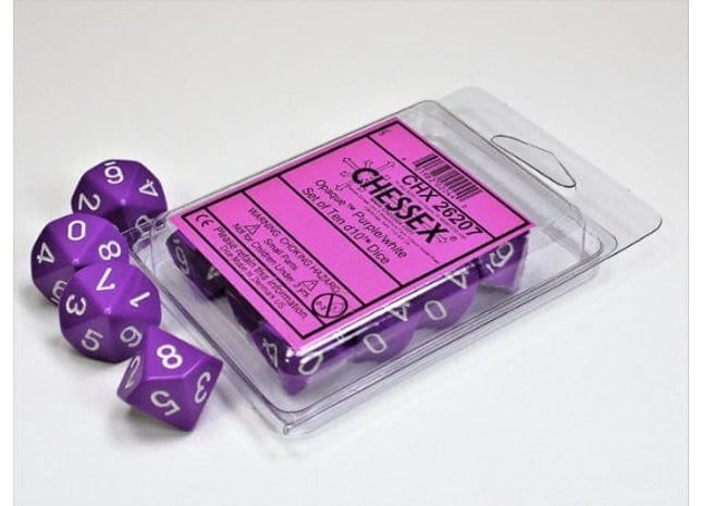 Gamers Guild AZ Chessex Chessex Dice: Opaque Purple/white Set of Ten d10s Chessex