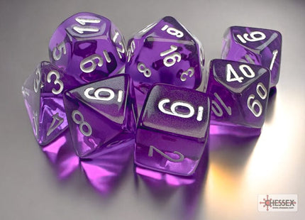 Gamers Guild AZ Chessex CHX20377 - Translucent Mini-hedral™ Purple/white 7-Die Set Chessex