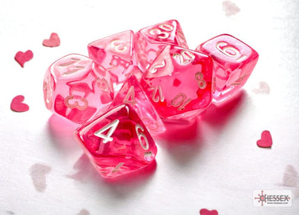 Gamers Guild AZ Chessex CHX20384 - Translucent Mini-hedral™ Pink/white 7-Die Set Chessex