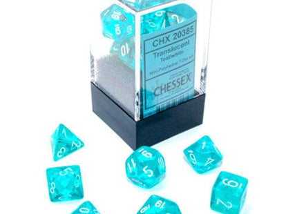 Gamers Guild AZ Chessex CHX20385: 7-Die Set Mini Translucent: Teal/White Chessex