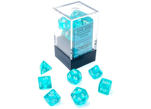 Gamers Guild AZ Chessex CHX20385: 7-Die Set Mini Translucent: Teal/White Chessex