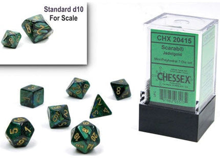 Gamers Guild AZ Chessex CHX20415: 7-Die Set Mini Scarab: Jade/Gold Chessex