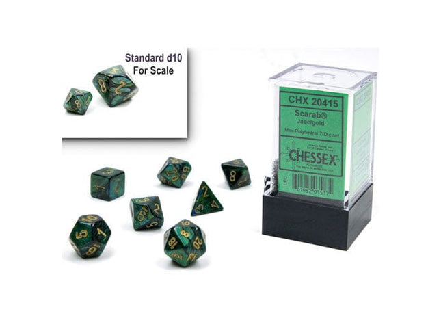Gamers Guild AZ Chessex CHX20415: 7-Die Set Mini Scarab: Jade/Gold Chessex