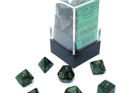 Gamers Guild AZ Chessex CHX20415: 7-Die Set Mini Scarab: Jade/Gold Chessex