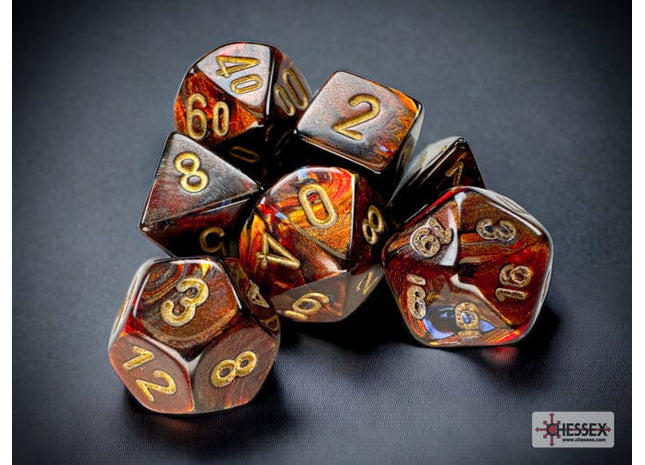 Gamers Guild AZ Chessex CHX20419 - Scarab® Mini-hedral™ Blue Blood™/gold 7-Die Set Chessex