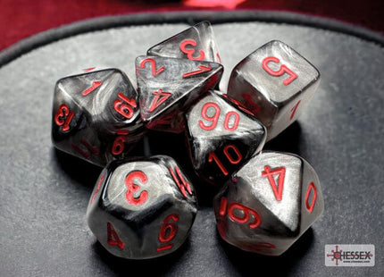 Gamers Guild AZ Chessex CHX20478- Velvet® Mini-hedral™ Black/red 7-Die Set Chessex