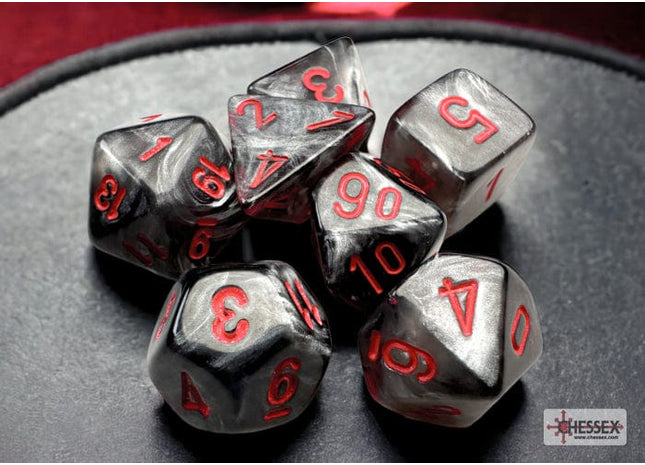 Gamers Guild AZ Chessex CHX20478- Velvet® Mini-hedral™ Black/red 7-Die Set Chessex