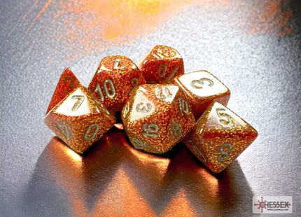 Gamers Guild AZ Chessex CHX20503 - Glitter Mini-hedral™ Gold/silver 7-Die Set Chessex