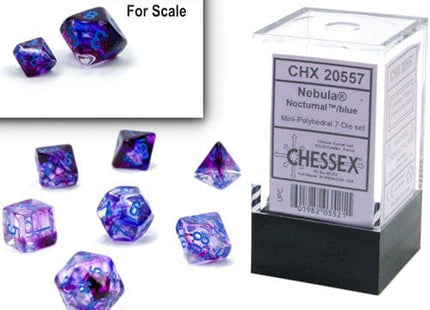 Gamers Guild AZ Chessex CHX20557: 7-Die Set Mini Nebula Luminary: Nocturnal/Blue Chessex