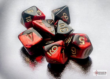 Gamers Guild AZ Chessex CHX20633 - Gemini® Mini-hedral™ Black-Red/gold 7-Die Set Chessex