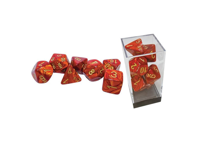 Gamers Guild AZ Chessex CHX22414 - 7 Set Mega Hedrals: Scarab Scarlet/gold Chessex