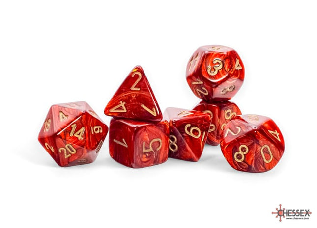 Gamers Guild AZ Chessex CHX22414: Chessex Mega-Hedral Scarab Scarlet/Gold 7-Dice Set ACD Distribution