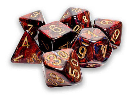 Gamers Guild AZ Chessex CHX22419 - Mega-Hedral 7 Dice Set: Scarab Blue with Gold (Pre-Order) Chessex