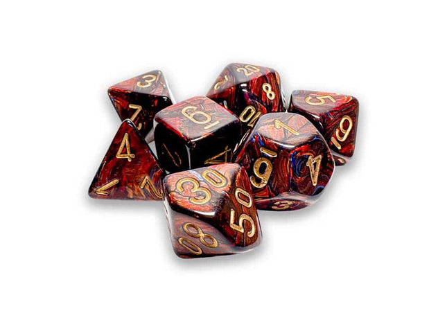 Gamers Guild AZ Chessex CHX22419 - Mega-Hedral 7 Dice Set: Scarab Blue with Gold (Pre-Order) Chessex