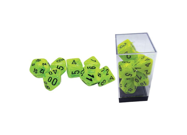 Gamers Guild AZ Chessex CHX22430 - 7 Set Mega Hedrals: Vortex Bright Green/black Chessex
