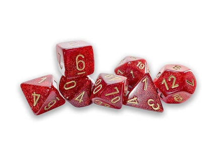 Gamers Guild AZ Chessex CHX22504 - Mega-Hedral 7 Dice Set: Glitter Ruby with Gold (Pre-Order) Chessex